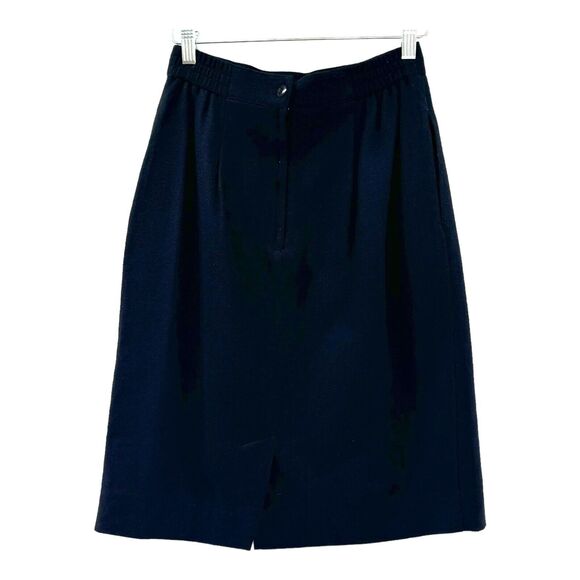 Vintage Leslie Fay Skirt Women 8 Black Straight Pencil BossBabe Witchy Academia - Picture 6 of 11